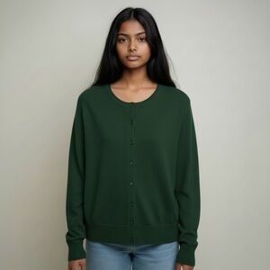 The Limited Collection Button Front Sweater Ribbed Knit Cardigan Top Sz L Green